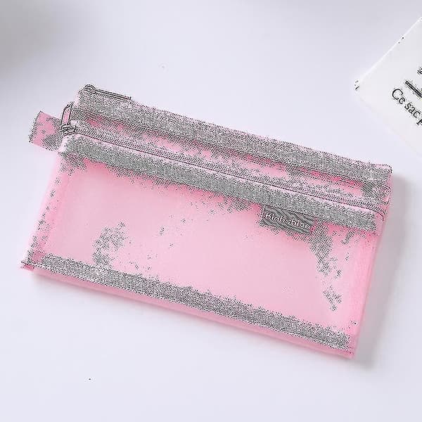 Pennfodral Enkelt Transparent Dubbel Nätväska Kontor Student Pennfodral