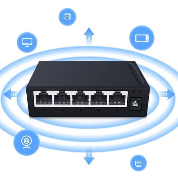 UVERBON 5-port Gigabit Ethernet Switch - RJ45 Hub - Flow Control - 10 Gbps