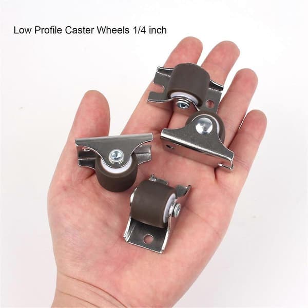Mini Fixed Wheels, Low Profile Small Wheels with Screws, Silent Rubber Wheels for Furniture 8-pack