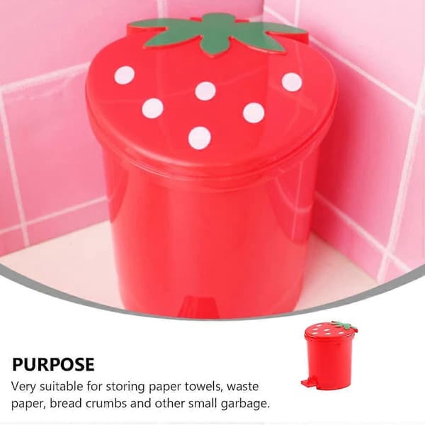 Mini Desktop Trash Can, Small Countertop Waste Bin, Office, Kitchen, Dressing Table, Red