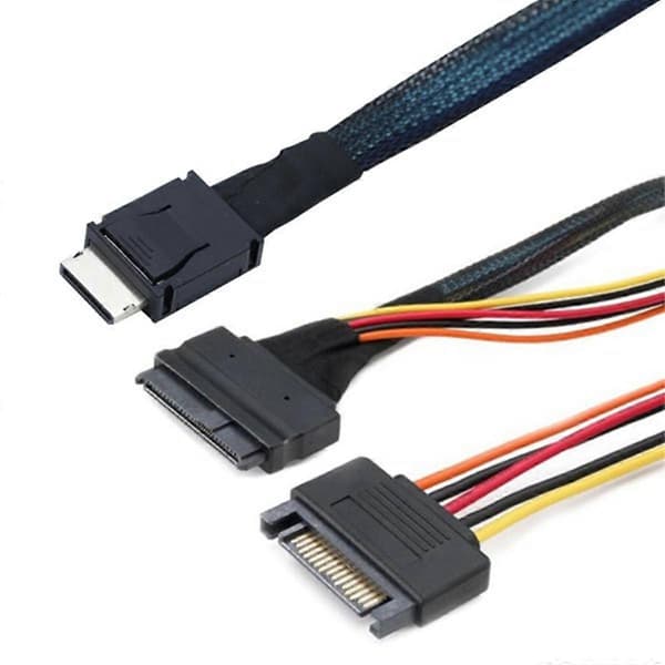 Oculink SFF-8611 4I til PCIe SFF-8639 U.2 NVMe med SATA 15P Han Strøm Serverkabel Computertilbehør
