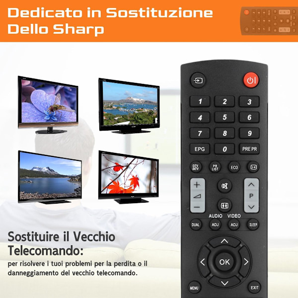 Replacement Remote Control for Sharp LCD TV and Audio GJ220, Easy Setup, Durable ABS, For Home Living Room Use, Black