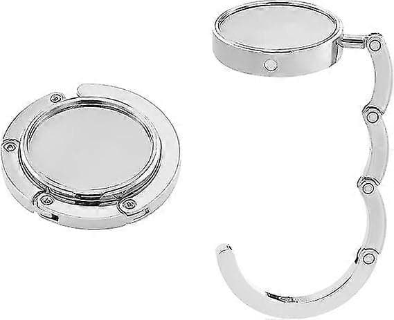 4-pack vikbar handväskkrok i metall för skrivbord eller bord, silver
