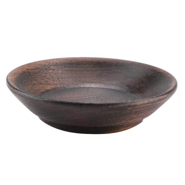 Solid Dark Wood Fruit Tray Round Food Serving Tray Tea Dessert Cake Plate (7.5cm)