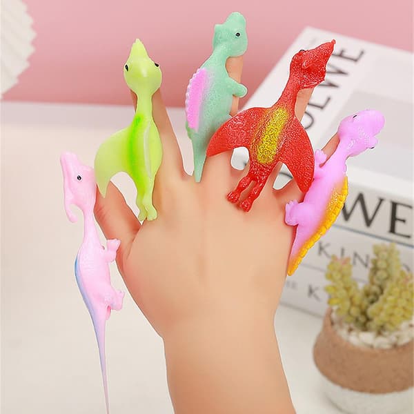 10 stk Lingshot Dinosaur Fingerleker Flygende Spill Stressreduserende Elastiske