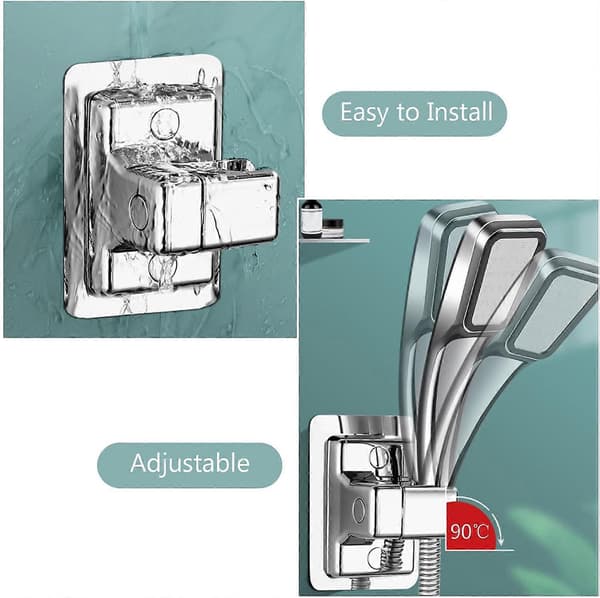 1 pc Shower Bracket without Drilling, Self-Adhesive, 360° Rotating Shower Head Holder, Replacement, Shower Bracket, Wall Mount Bracket without Drilling