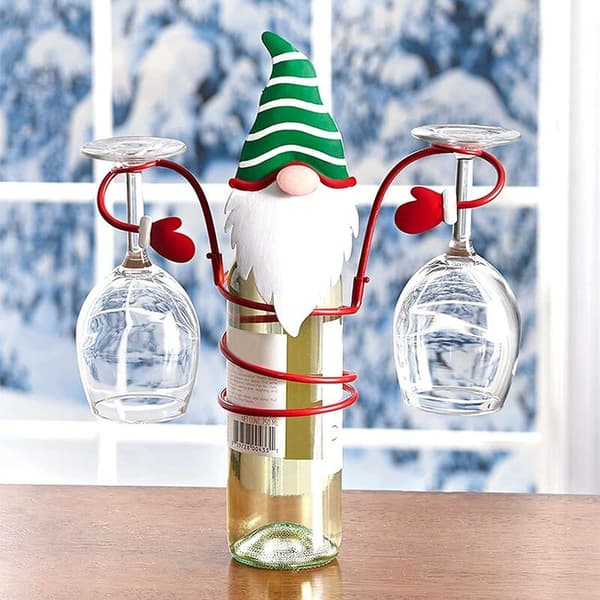 Vinstativ til julebordsdekoration, rummer 1 vinflaske og 2 glas