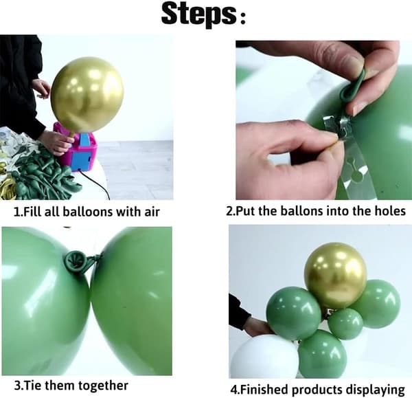 Olivengrøn ballonbue kit platinkonfettiballoner N