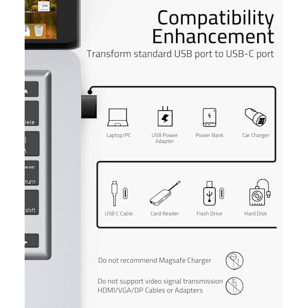 USB A til USB C-adapter Sort