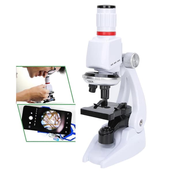 Kids Microscope Set with Mobile Phone Holder Simulation High Definition 1200X
