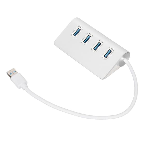 4-porters USB 3.0-hub 5 Gbit/s USB-hub i aluminiumlegering USB-utvider for IOS bærbar PC for Windows bærbar PC Air for PC Silver Edition 0.5 5 0.5 5