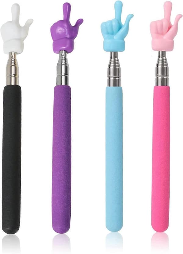 4 st Telescopic Teacher Pointers, Mini Hand Pointer Finger Pointer Stick Finger Pointer for School Preschool Teacher
