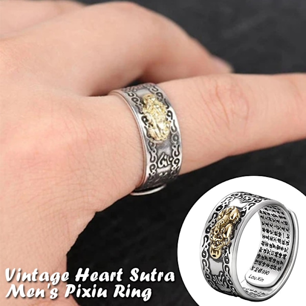 Feng Shui Pixiu Mani Mantra Skydd Rikedom Ring Amulett Rikedom Lycka Öppen Justerbar Ring Buddhistiska Smycken Ring default