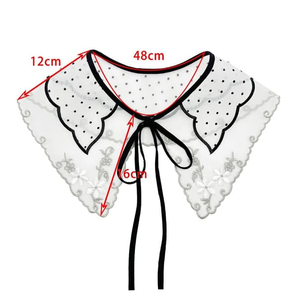 Polka Dot Embroidered Collar Shawl Collar Detachable Shirt