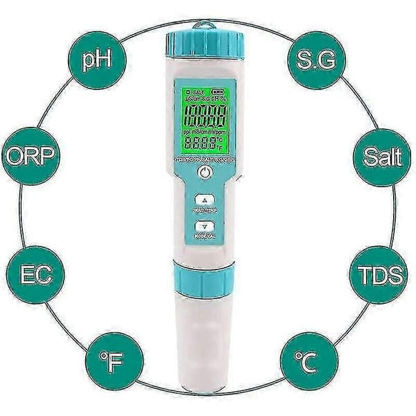 Orapxi Bassengsalinitetstester 5 I 1 Digital Saltvann Ph Og Salinitetsmåler Basseng Ph Og Salinitetstest [DB]