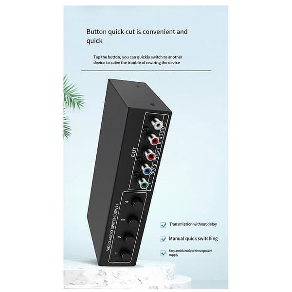 4x1 Komponentvideo Signalbryter YPbPr YCbCr Lyd DSW41 Delare Panelknapp Manuell Bryter CVBS