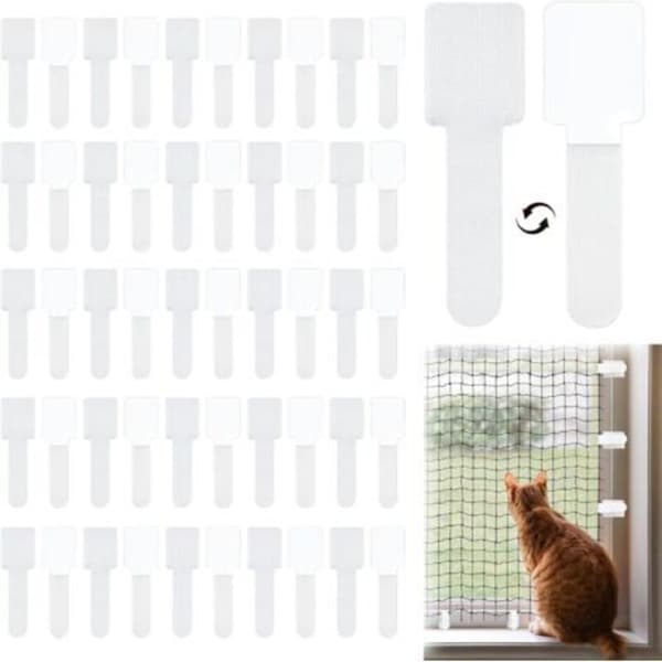 Fästkrokar för kattnät, 50-pack för installation av skyddsnät