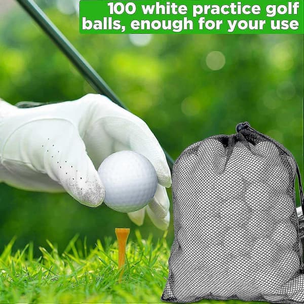 100 stk Golf Øvelsesbolde Hul Golfbolde Træning Golfbolde Med Mesh Snørepose Opbevaringsposer F