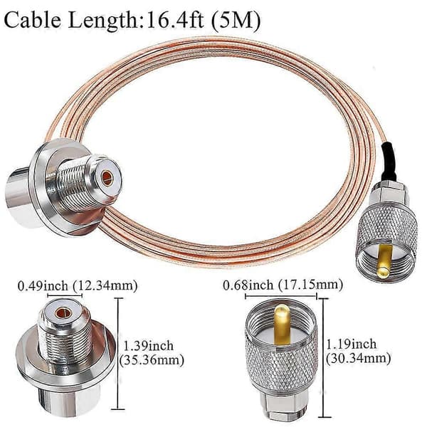 16,4 jalkaa (5 m) UHF Fe RG316 -kaapeli antennikaapeli So239 - Pl259 Fe oikea auto Ext