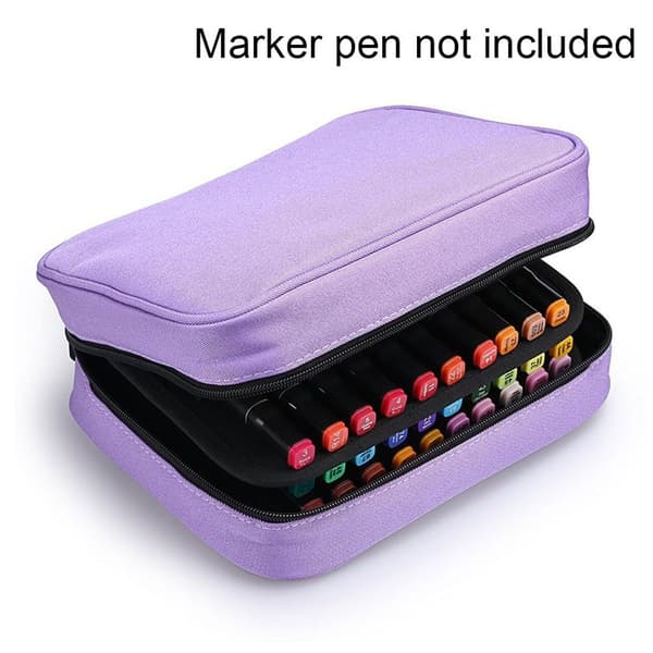 Tote Bag Organizer Slots Canvas Lynlås Marker Lila KLB