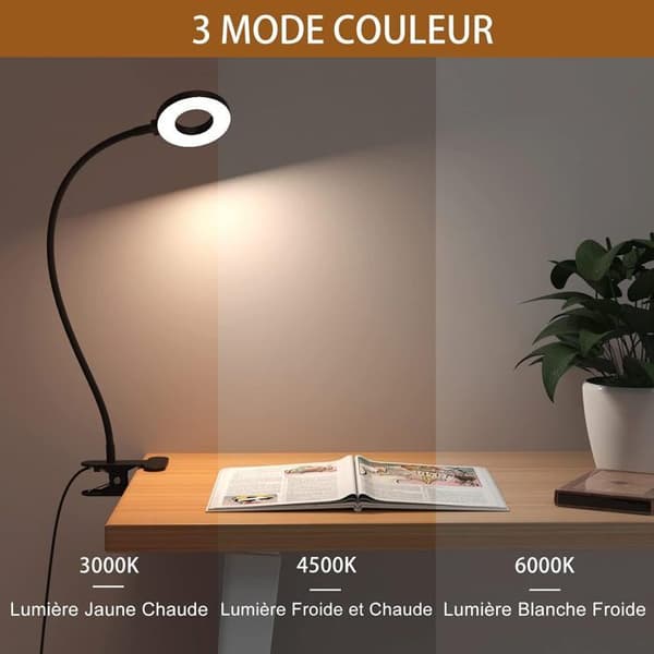 Skrivebordslampe - Uspecificeret - Klemme model - 48 LED'er - 3 Belysningstilstande - 10 Lysstyrkeniveauer
