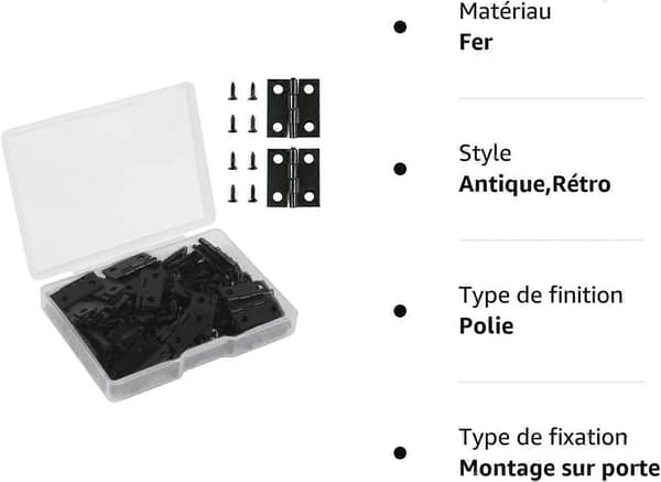 18 x 15 mm Mini Black Hinge 50 pcs Invisible Flat Hinge Small Stainless Steel Hinge Durable Strong Hinge with 200 Screws