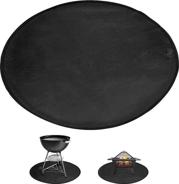 36 inch Grill Mats Grill Protector Mat Fire Pit Mat Fireproof Mat Fireproof Pad Flame Retardant Grill Accessories Black