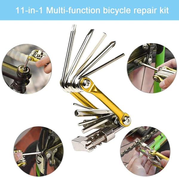 2-pack 11-i-1 Multifunktionellt Cykelreparationsverktyg, Mini Cykel Multiverktyg