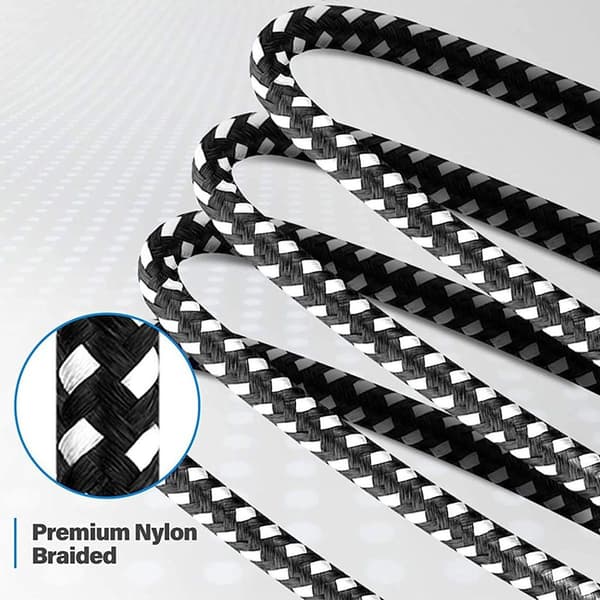 Pakke med iPhone-opladerkabel 3ft/6ft/10ft flettet nylon hurtig USB KLB