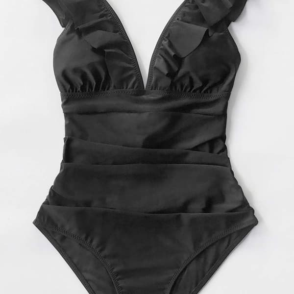 Badedrakt for kvinner med volang, V-hals og monokini