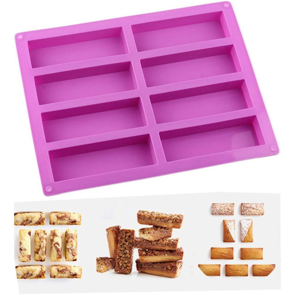 Rectangular Silicone Molds, 8 Cavity DIY Soap Molds, Baking Pan Cake Mold Biscuit Chocolate Mold, Ice Cube Tray and More