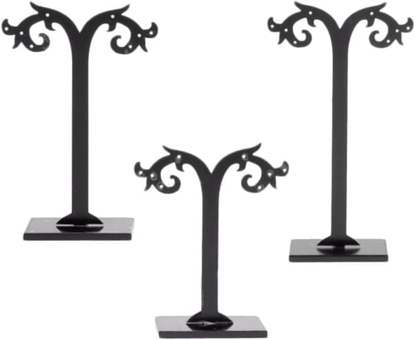 Akryl øreringeholder sort 3 stk med 8 huller T-design -