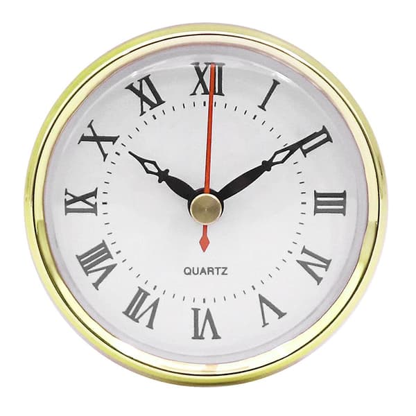Classic Clock Movement 80mm Round Numerals Quartz Clock Insert with Gold-Colored Bezel Home Decor for DIY Crafts Accessories [DB]
