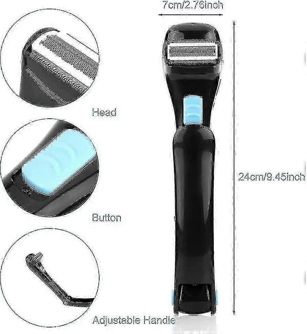Hårfjerning til ryg og krop, ergonomisk, våd eller tør barbering