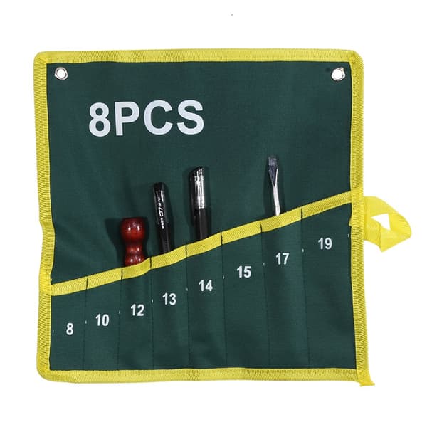 1 pc Durable Canvas Wrench Tool Roll Up Storage Bag Green 8 Pockets