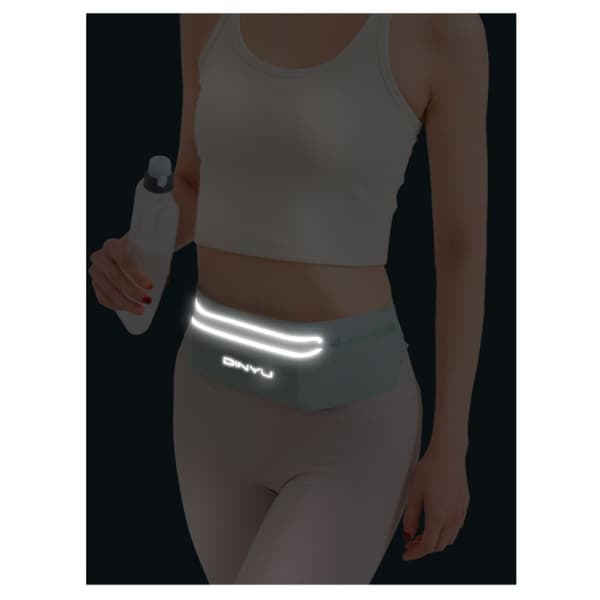 Slim invisible running waist bag for running and training - waterproof with reflective strap, multi-compartment nylon lycra, lightweight bounce-free belt Gray Gray