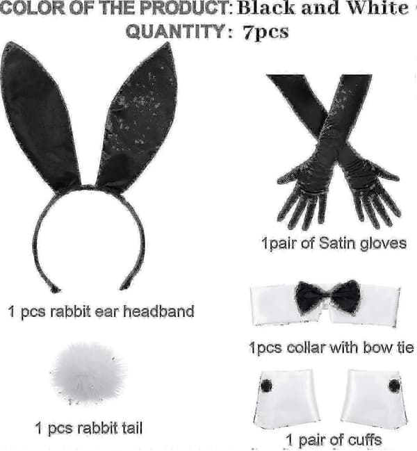 Rabbit Cosplay Kit With Ears/Gloves/Tail - Easter Costume Set For Halloween/Christmas