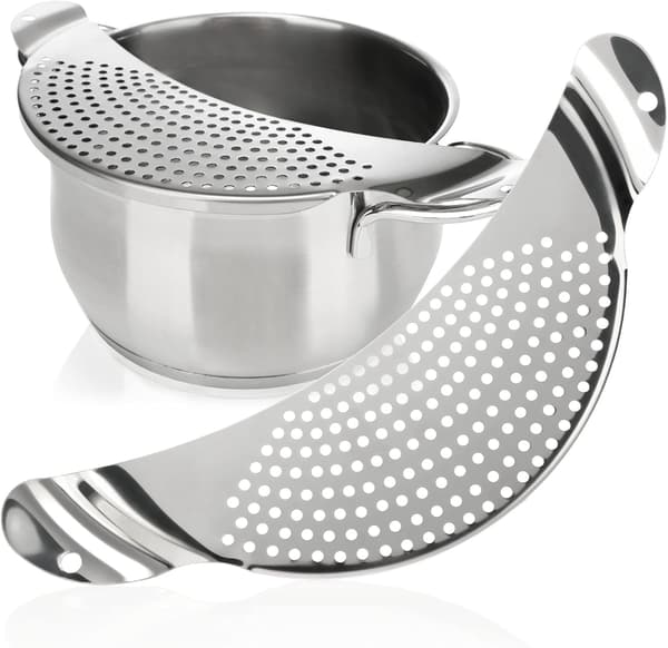 Halvrund sil i rustfritt stål - Sil for boller, gryter og panner - Oppvaskmaskinsikker pastasil