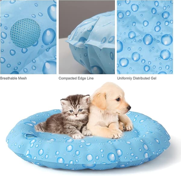 Round Cooling Mat for Dogs and Cats, 60 cm Diameter, for Small and Medium Pets, for Summer, Stays Cool