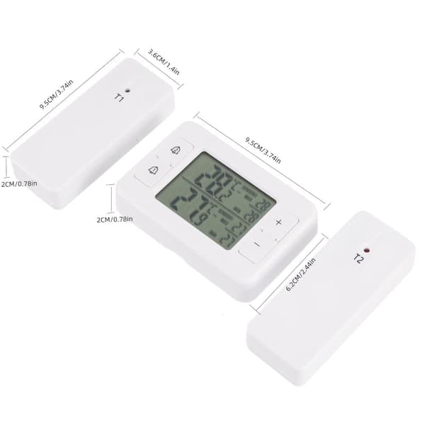 Digital Fridge and Freezer Thermometer with 2 Wireless Sensors, LCD Screen, Min/Max Function and Audible Alarm