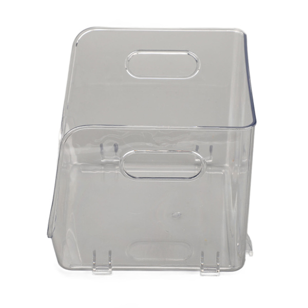 Office Storage Holder Transparent Stackable Design Waterproof Dustproof Double Handles PET Storage Container Small Transparent White