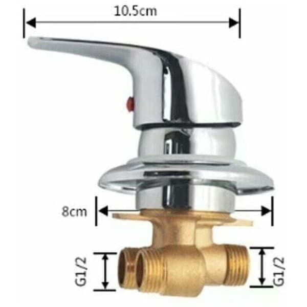 Chrome Shower Mixer with G1/2 Connection, Compatible with Hot and Cold Water, Brass Construction