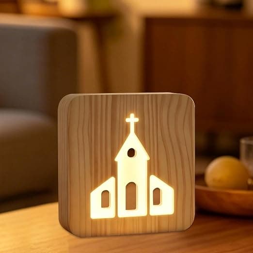 Kids Night Light | Beautiful Decorative Wooden Lamp | Small Night Light for Bedroom, Bathroom, Bedside Table, Office (DB)