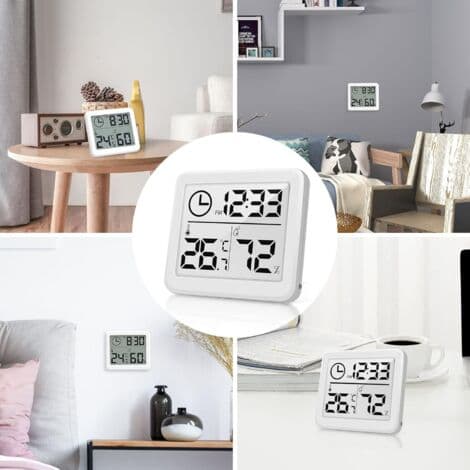 Indoor Thermometer Hygrometer Digital LCD Temperature/Humidity Meter C/F Alarm Clock -10-70C（FMY）