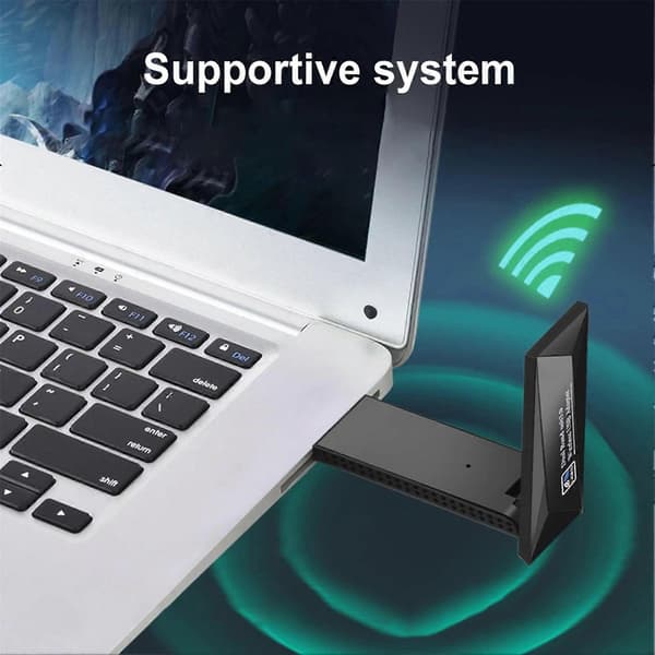 Wireless Network Card 1300Mbps WiFi Code Lock USB 3.0 Adapter Dual Frequency 2.4/5.8GHz Driver-Free High-Speed Faster Transmission Wireless External R