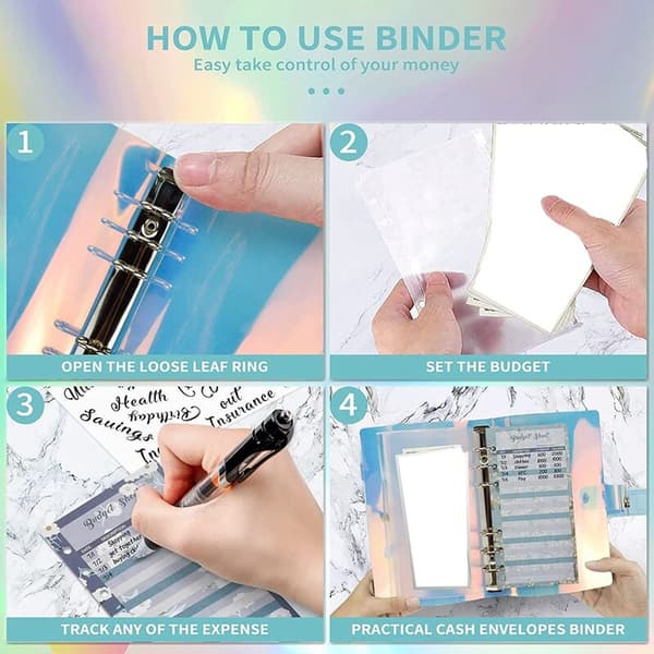 Budget Binder Sæt - Budget Binder med kontantkuvert, kontantorganisator, pengebesparende mappe, kontantkuvert til budgettering C