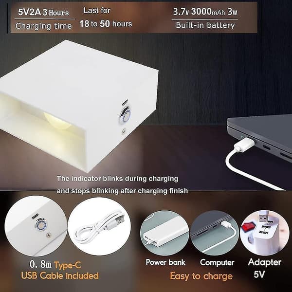 Indoor LED Wall Lamp with Touch Switch, Cordless Rechargeable USB Wall Light Battery Operated