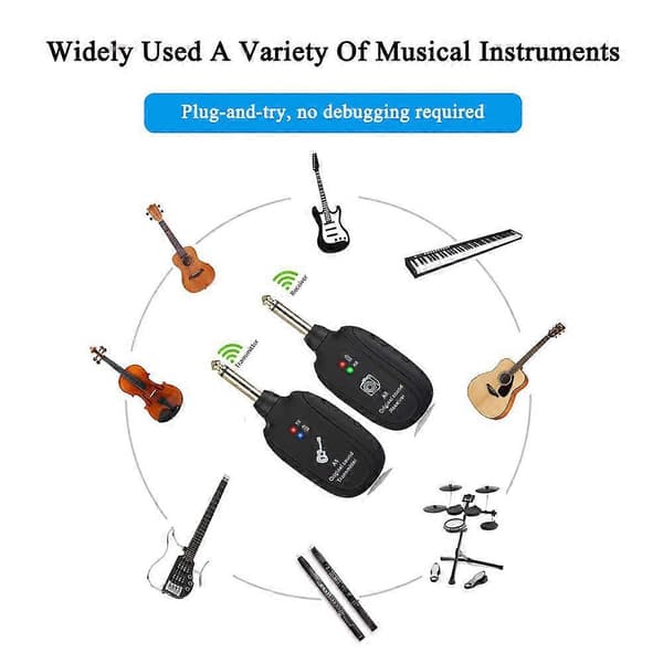 Trådløst gitarsystem 20Hz-20KHz Akustisk overføring Oppladbar sender mottaker for El