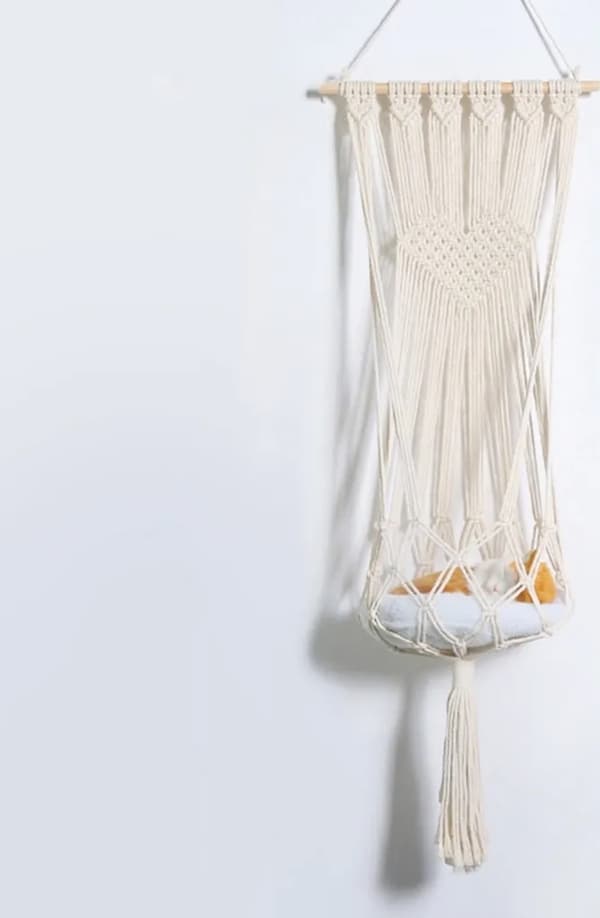 115*40CM Cat Hammock, Macrame Hanging Swing Cat Dog Bed, Hanging Pet Bed Without Cushion
