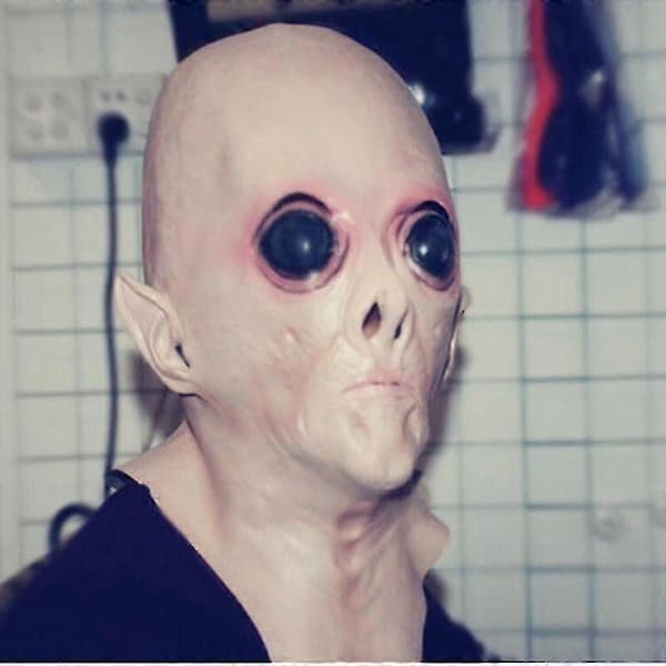 Skummel Halloween Latex Ufo Alien Helmaske